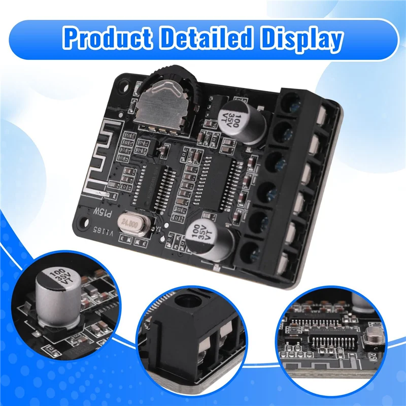 ELECT-3X 20W Stereo Bluetooth Power Amplifier Board 12V / 24V High Power Digital Power Amplifier Board XY-P15W Without Shell