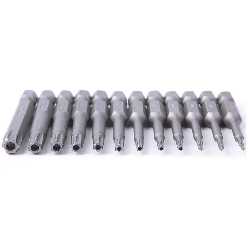 Binoax 6/8/12 Pcs Torx Bit Set 50mm Magnetic Tamper Resistant Star Bits T5-T40 Screwdriver Wrench Drill Bit Set