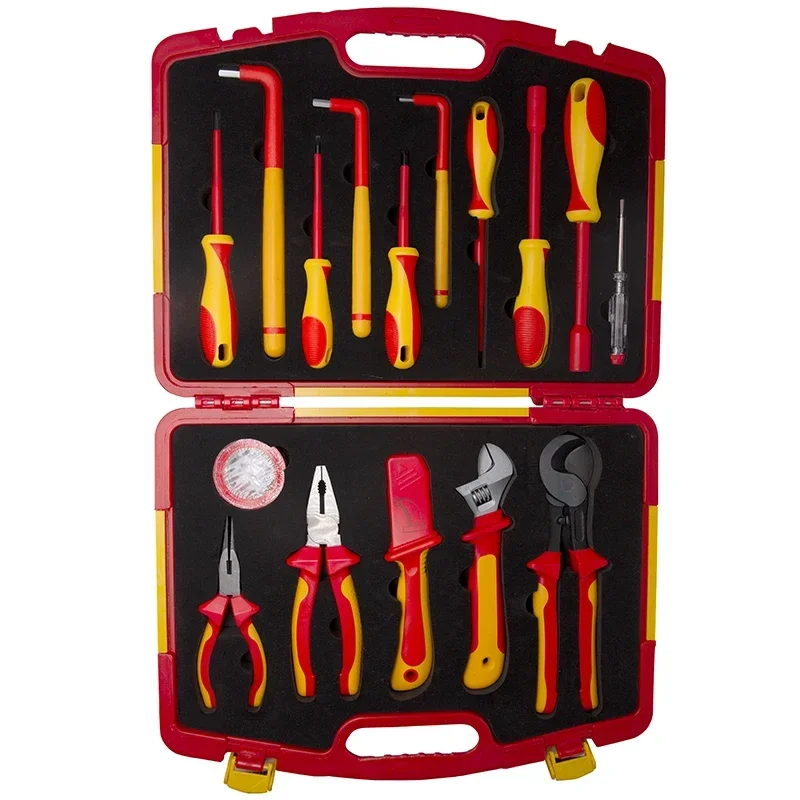 Manufacture High Quality VDE AC 1000V Insulated Tools Set-13pcs with long Nose Plier Screwdriver