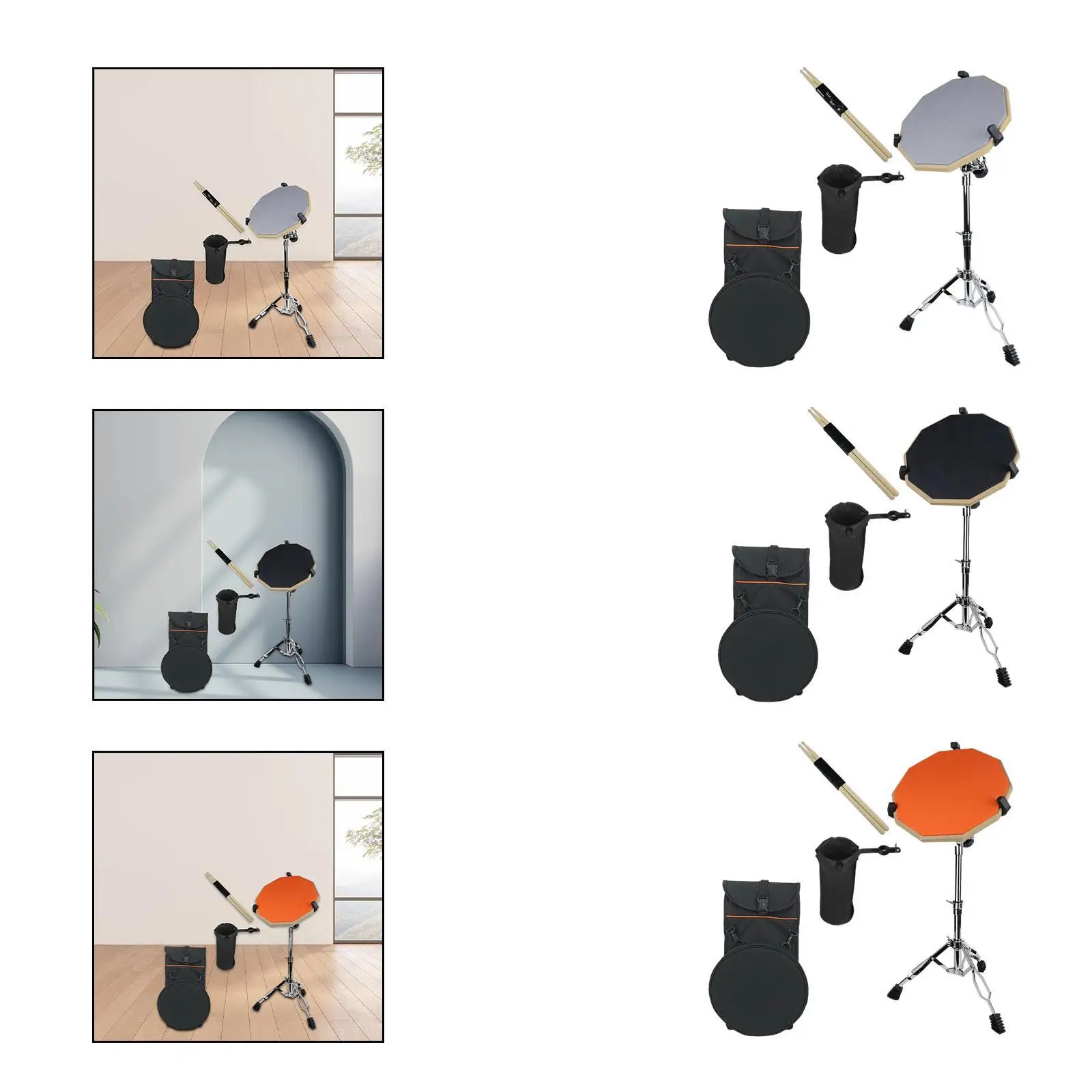 Drum Pad Set with Snare Stand And Drumsticks Holder, 12 Inch, Includes Storage Bag for Practice