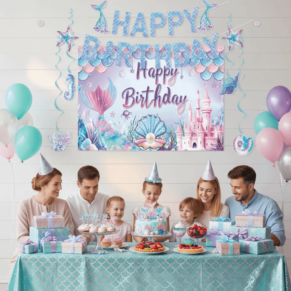 

Полиэстер фон для фотосъемки мультфильм 180*110 см фон украшения подводный мир тематический красочный