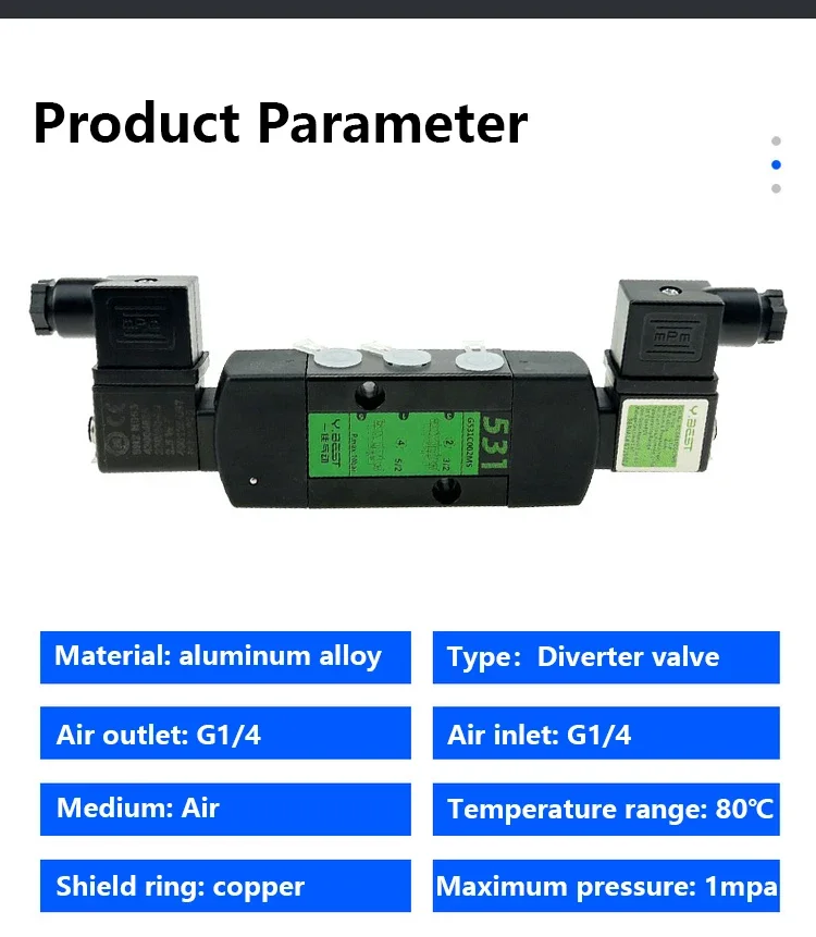 Magnetventil ASCO Askoll Type Plate Solenoid Valve Two-position Five-way Directional Valve G531c001ms G531002ms Weitere Ventile — Detail 1