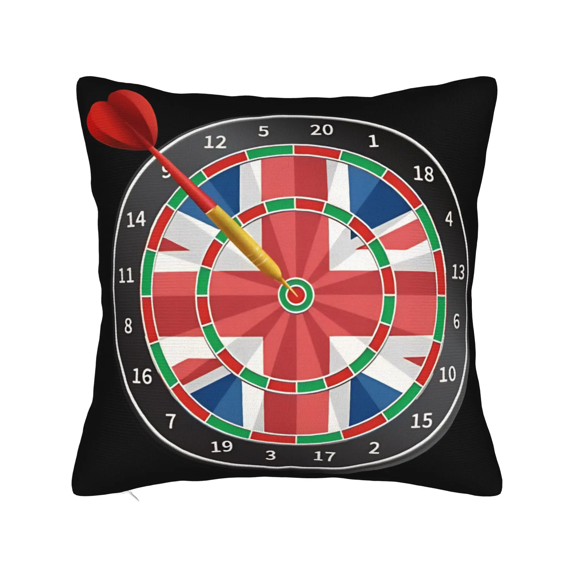 Pillow Cover British Flag UK Dartboard Darts Player  Kawaii Pillow Case For Living Room Bed Chair Pillowcases