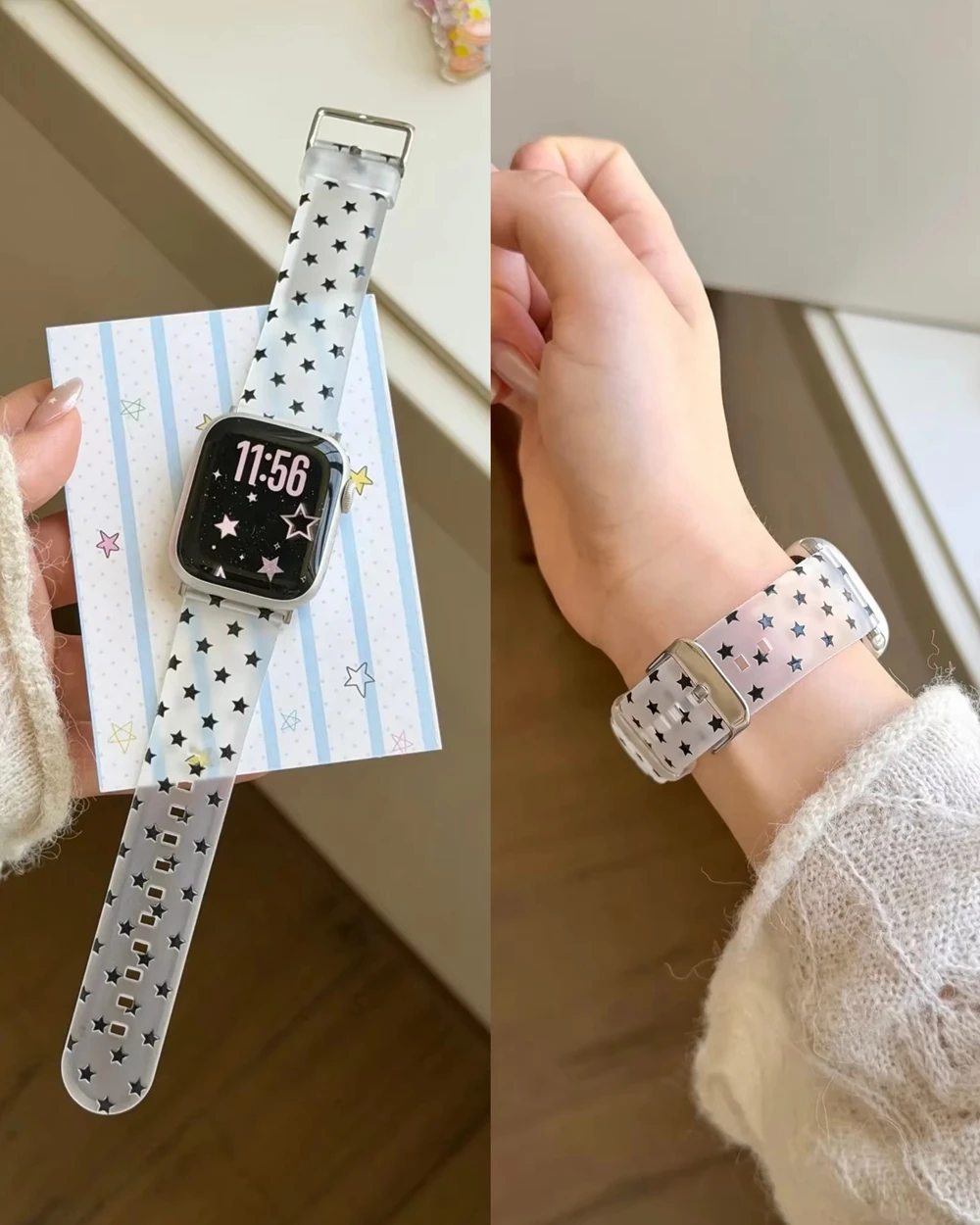 Advanced Star Shaped Silicone Strap for Apple Watch Band Women Strap Series 11/10/9/8/7/6/5/4 38mm 40mm 41mm 42mm 44mm 45mm 46m