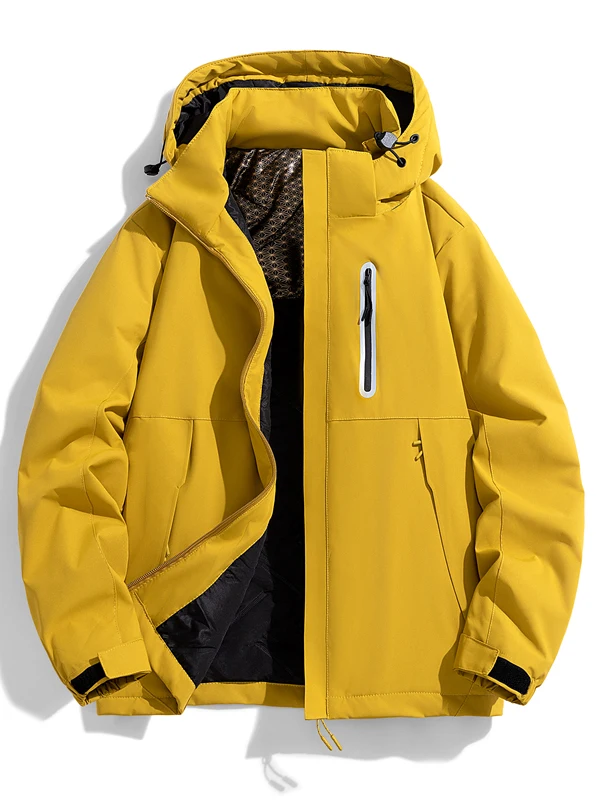 

Утепленная хлопковая куртка для мужчин: зимняя, для активного отдыха, защита от холода, модный городской стиль, с капюшоном, на молнии, с длинными рукавами