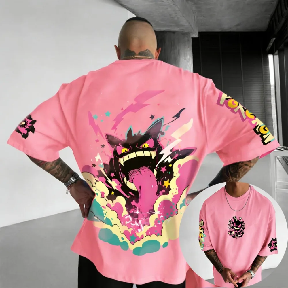 Camiseta Unisex Oversize de Cosplay Pokémon Gengar, Estilo Original, Estampado Anime, Y2K, Hip Hop, Casual, Verano 2026, Nuevo Producto