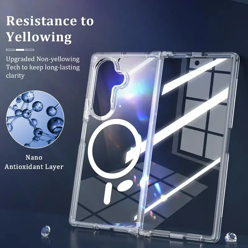 สําหรับ Magsafe เคสโทรศัพท์แม่เหล็กสําหรับ Samsung Galaxy Z พับ 7 zfold7 zfold6 สนับสนุนไร้สายชาร์จฝาหลัง Anti-shock กรณี