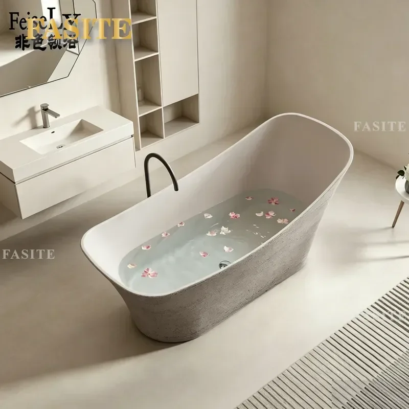 Natural  Bathtub Wabi Sandy Wind Style Independent High-end Art Integrated Bathroom Villa Hotel Bath