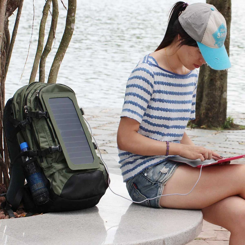 Hiking Solar Panel Backpack 30-40L Waterproof Polyester High Efficiency 6.5W USB Charger CE/ROHS Certified for Digital