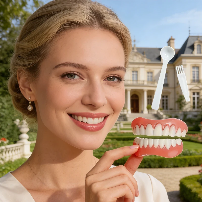 

newPerfect Smile Fake Tooth Cover, White False Veneers Snap Braces Whitening Cosmetic Denture Care ck848
