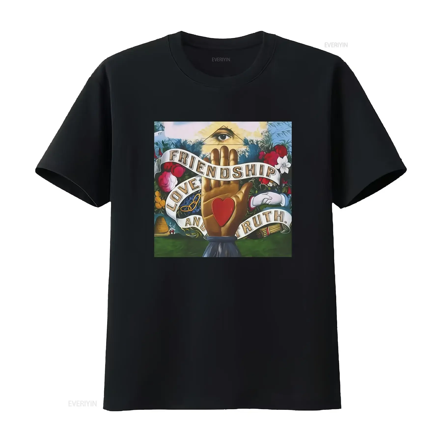 Odd Fellows Symbolic Eye Hand Heart Friendship Love Truth T Shirt Collectible Design vintage Washed Slightly Unisex Versatile