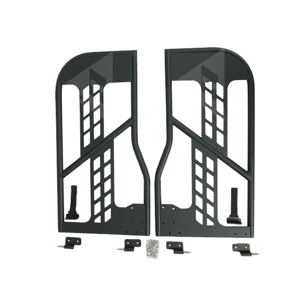 فولاذ أسود 2 باب نصف باب أنبوب الباب مع مرآة الرؤية الخلفية الجانبية لسيارة جيب لرانجلر Jk 2007-2017 J197