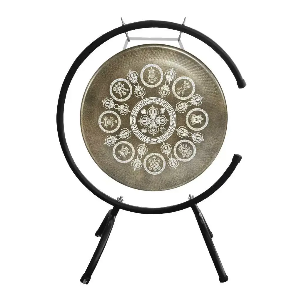 

22-28 inch Retro Alloy Gong with Circle Stand Mindfulness Sound Nickel Alloy Gong for Vibreational Healing Gong Bath Meditation
