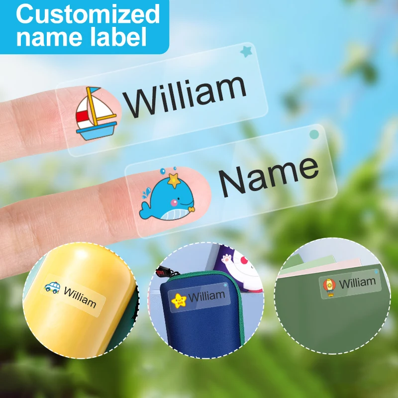 Custom Transparent Name Stickers Waterproof - School Supplies Identification, Kids DIY Crafts, Sports Bottle Multilingual Tags