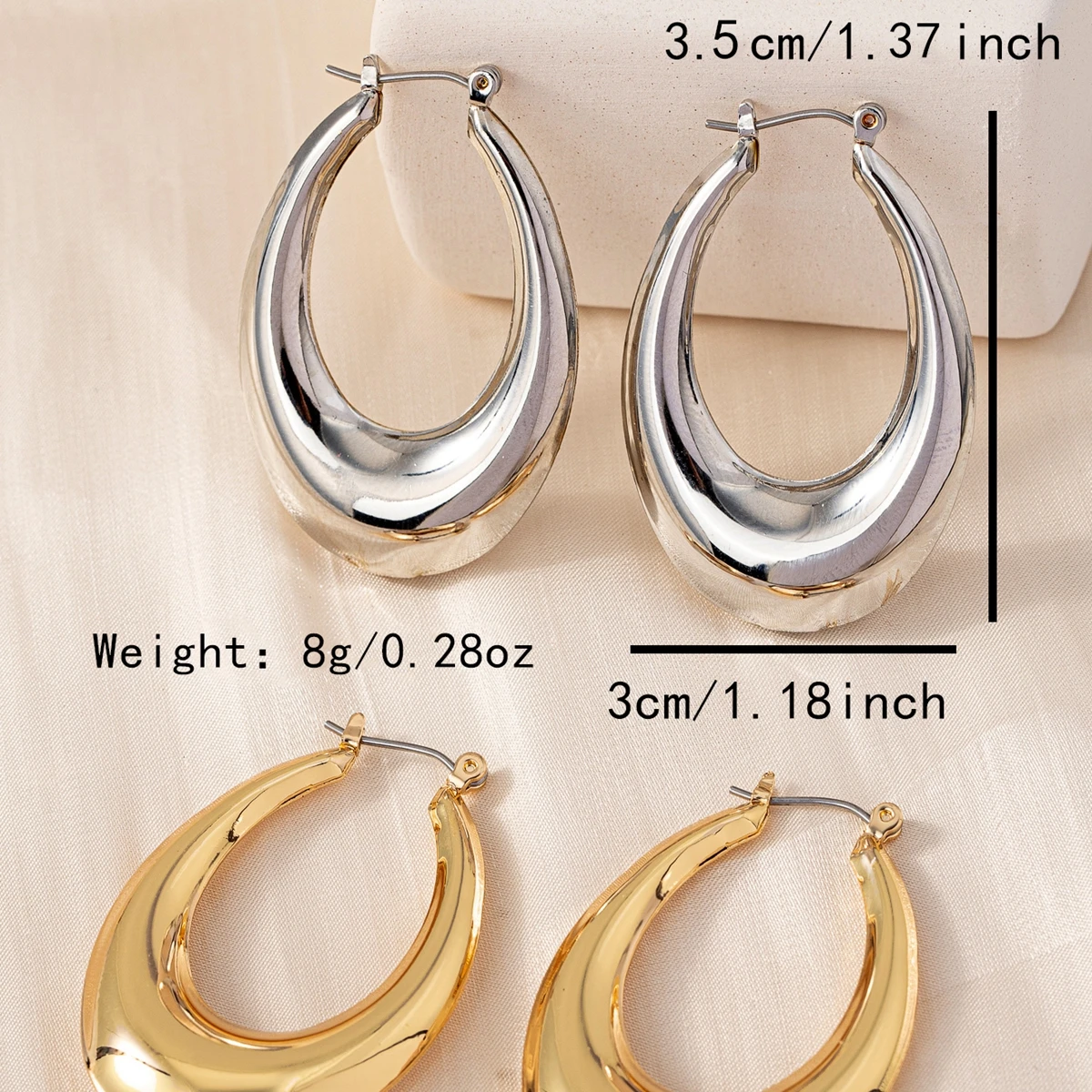 Women's Hoop Earrings with a Smooth Surface and Welded Design, Simple Hoop Earrings Suitable for Daily Wear and Parties image 6