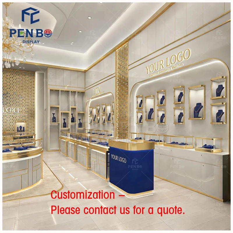 custom.High End Luxury Jewelry Shop Design Customized Jewellery Display Cabinet Showcase Modern Glass Jewelry Furniture Shop