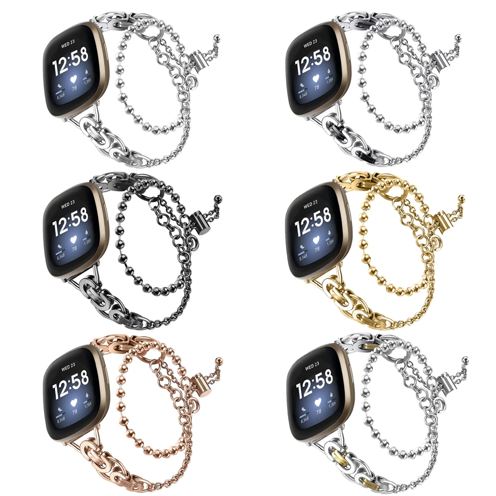 Strap For fitbit Versa 4 Sens2 bands Metal Stainless Steel Belt Watch Band  For Fitbit Versa 3 Sense band Wristband  Accessories