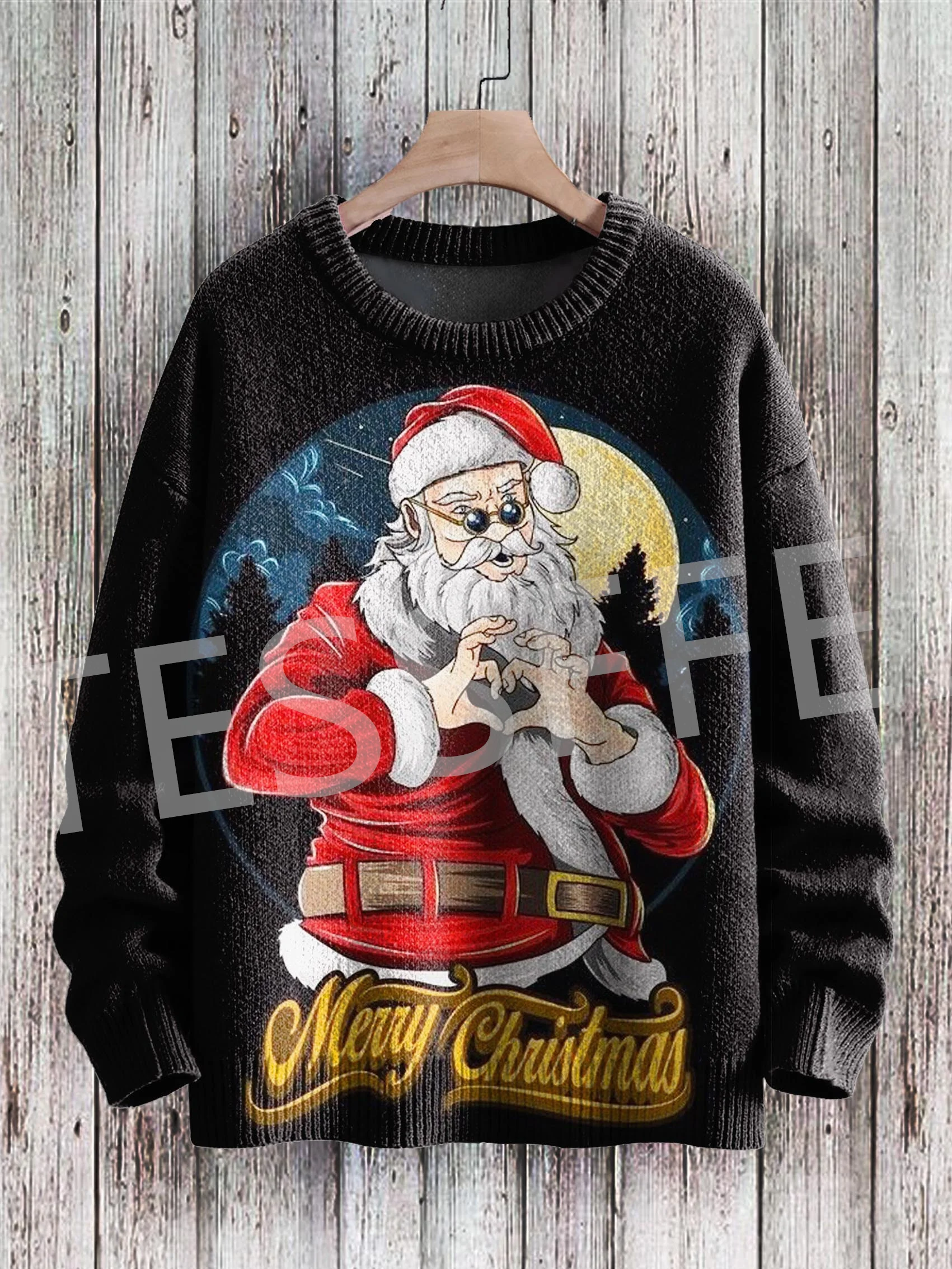 Cosplay Christmas Ugly Knitted Sweater Cartoon Dog Cat Santa Claus Tattoo Long Sleeves 3DPrint Winter Pullover Harajuku Casual L