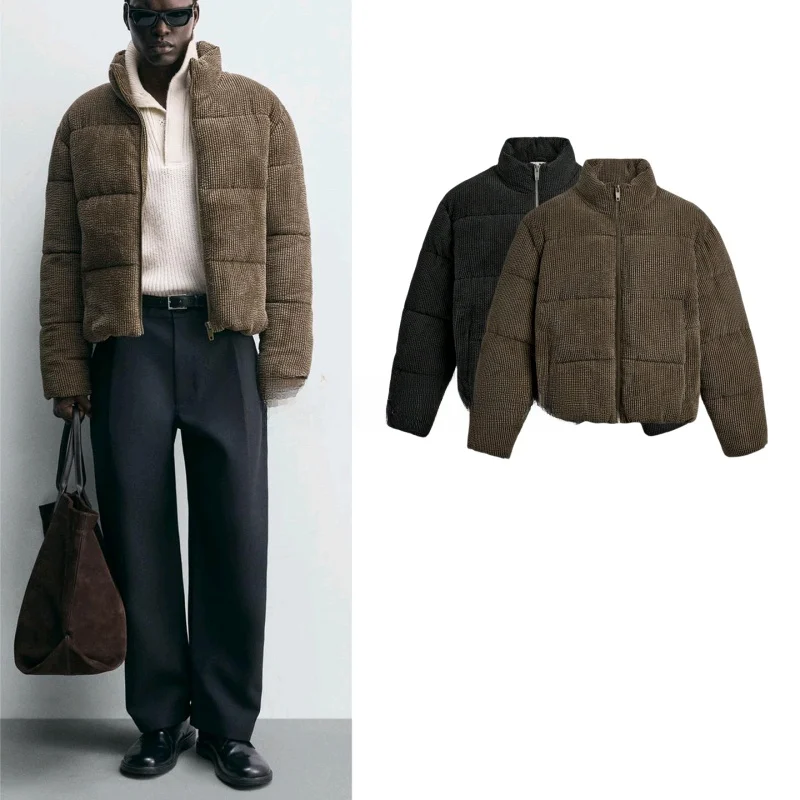 

Свободный крой Long Sve с воротником-стойкой, повседневное хлопковое джинсовое мужское зимнее легкое вельветовое пальто, молодежное тепло