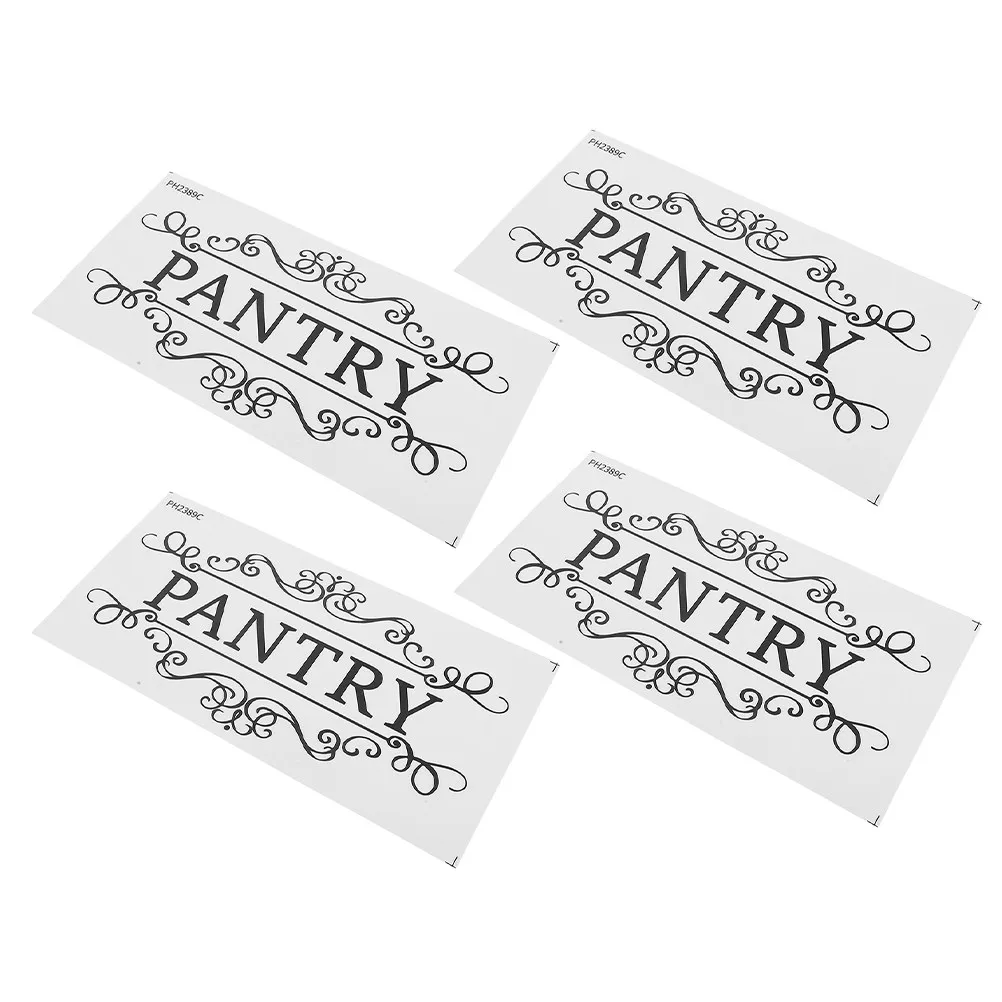 4Pcs Pantry Wall Stickers Removable Vintage Design Pantry Door Decals for Home Commercial Utility Room Decoration