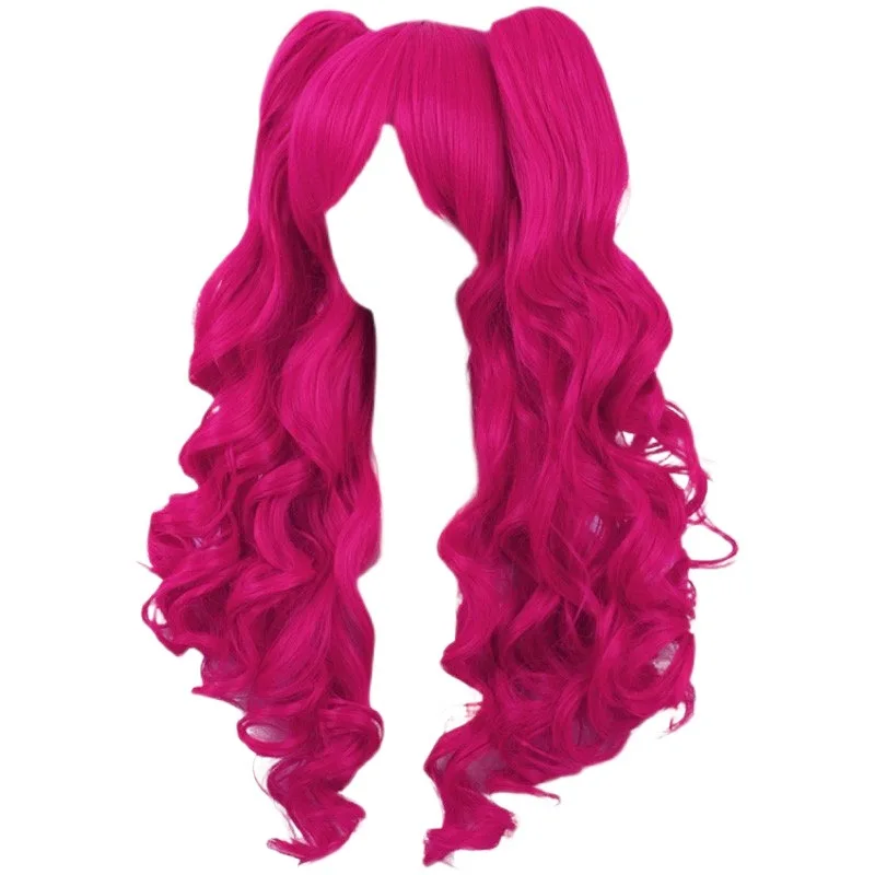 

Anime My Little Cos Pinkie Pie Cos PP Pinkamena Diane Pie Cosplay Wig with Ponytails Rose Red Wigs Heat Resistant Synthetic Wigs