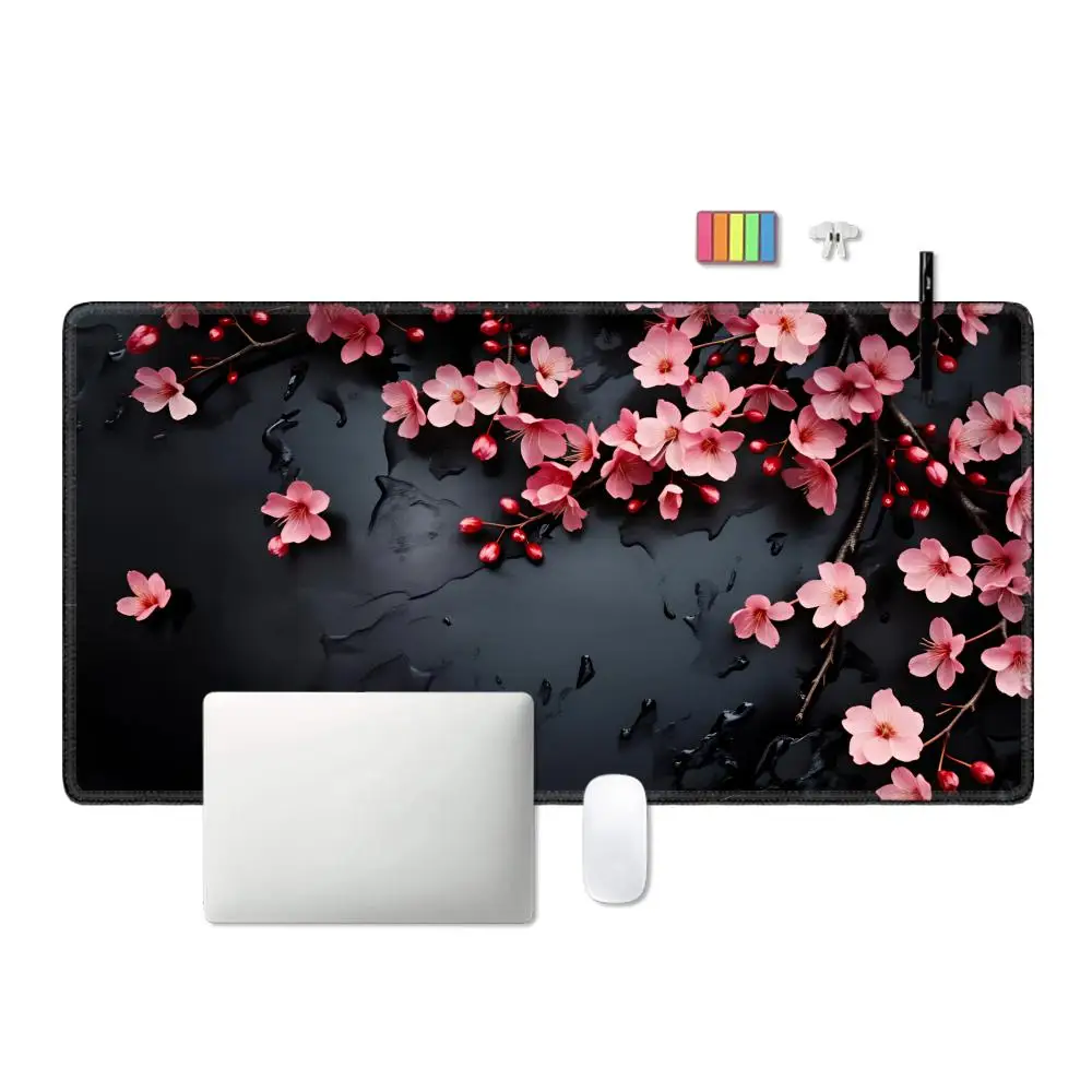 HYBXAXC Cherry Blossom Mouse Pad Mouse Pad Large Computer  Table Mats  Anti-slip HD Gaming Keyboard Mousepads Long Desk Mat