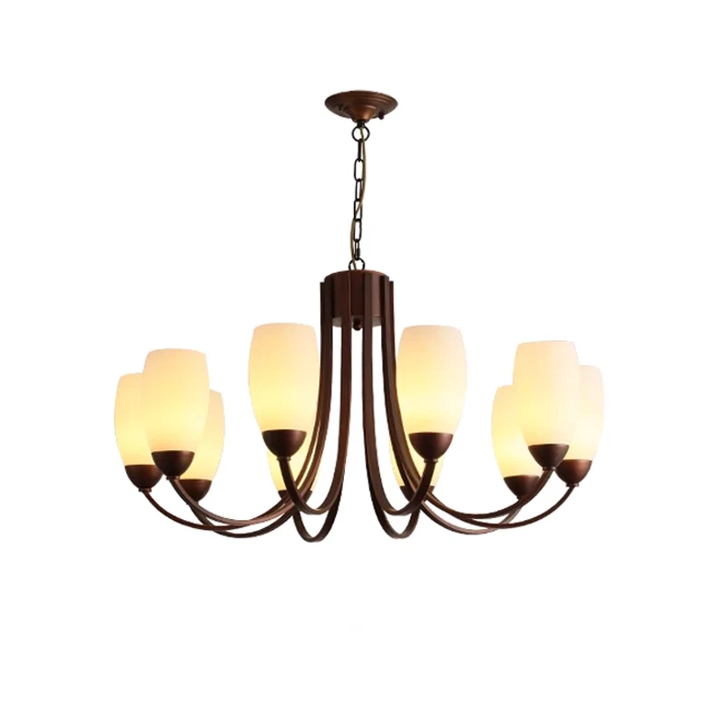 BOTIMI-Lustre de style américain avec abat-jour en verre, lumières de chambre à coucher, bras en métal, salon nordique, ludéviation, 6 lumières, 8 lumières, 10 lumières