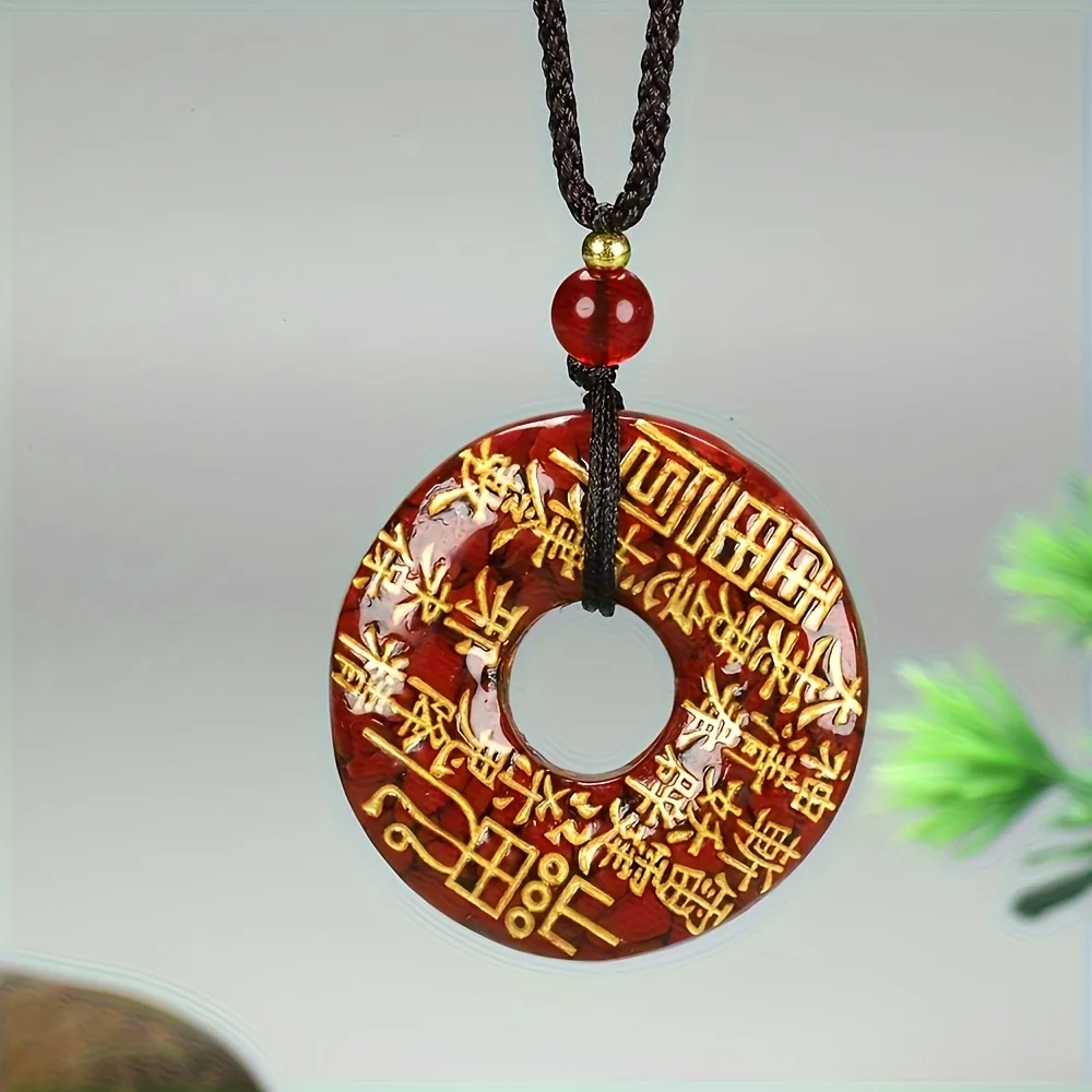 Cinnabar Raw Ore Granular Sand Crystal Safe Buckle Mountain Ghost Spending Pendant Necklace for Fashion Jewelry