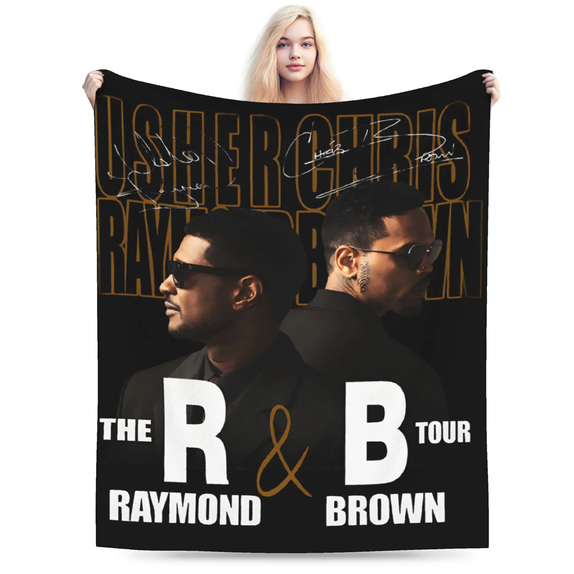 Chris Brown And Usher The Rb Tour Plush Blanket Kids  Raymond Brown Flannel Bedding Throws For Couch Chair Warm Soft Bedspread
