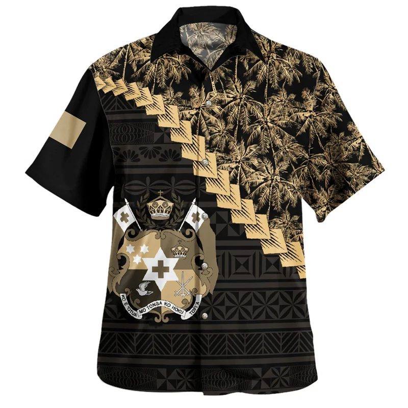 Chemises courtes du royaume des tonga pour hommes, impression 3D, sensation nationale, emblème tonga, manteau de bras graphique, vêtements Harajuku