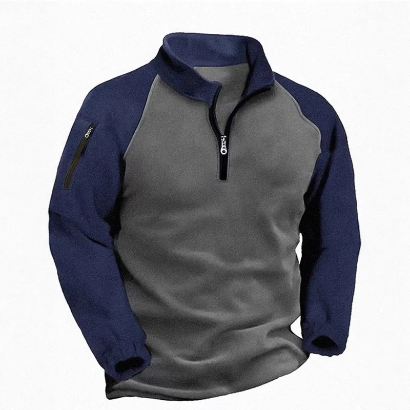 B&C Color Block Half Zip Pullover with Raglan Sleeve and Zip Pocket Casual Top for Men Outdoor Daily