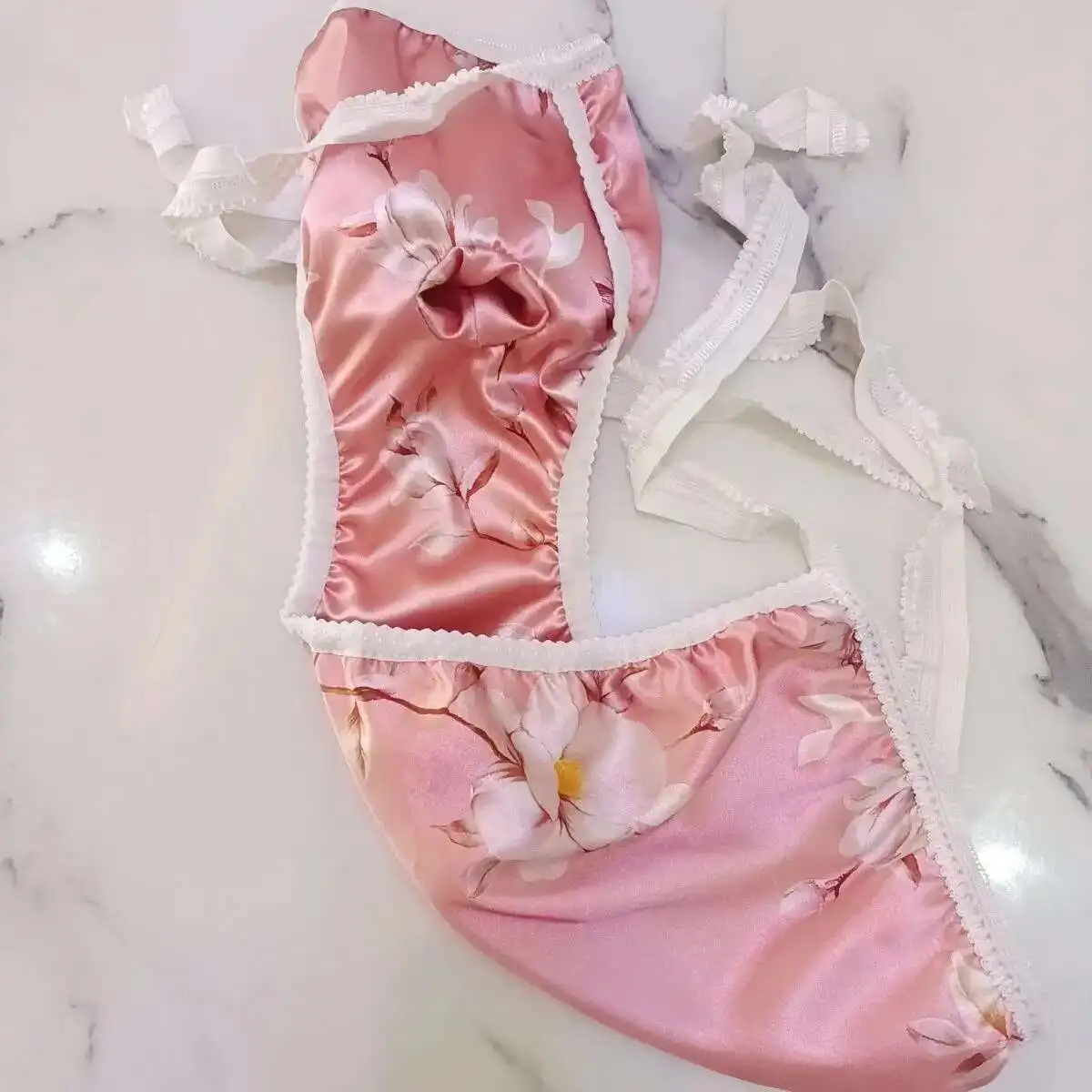Autumn Winter Men Glossy Ice Silk Satin Lingerie Panties Lace Up Plus Size Underwear Sexy Medium Waist Briefs image 5