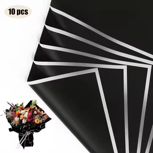 10 Sheets Flower Wrapping Paper with Golden Edges, Waterproof Bouquet Packaging - Ideal for DIY Weddings & Birthdays - Image 14