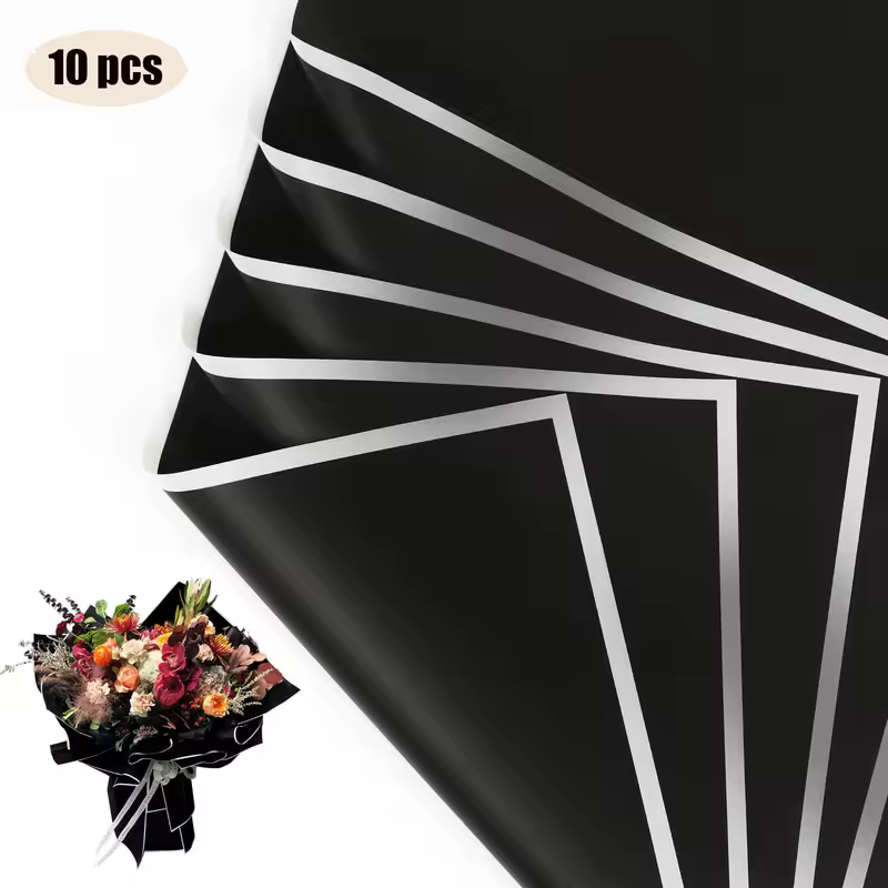 10 Sheets Flower Wrapping Paper with Golden Edges, Waterproof Bouquet Packaging - Ideal for DIY Weddings & Birthdays - Image 14