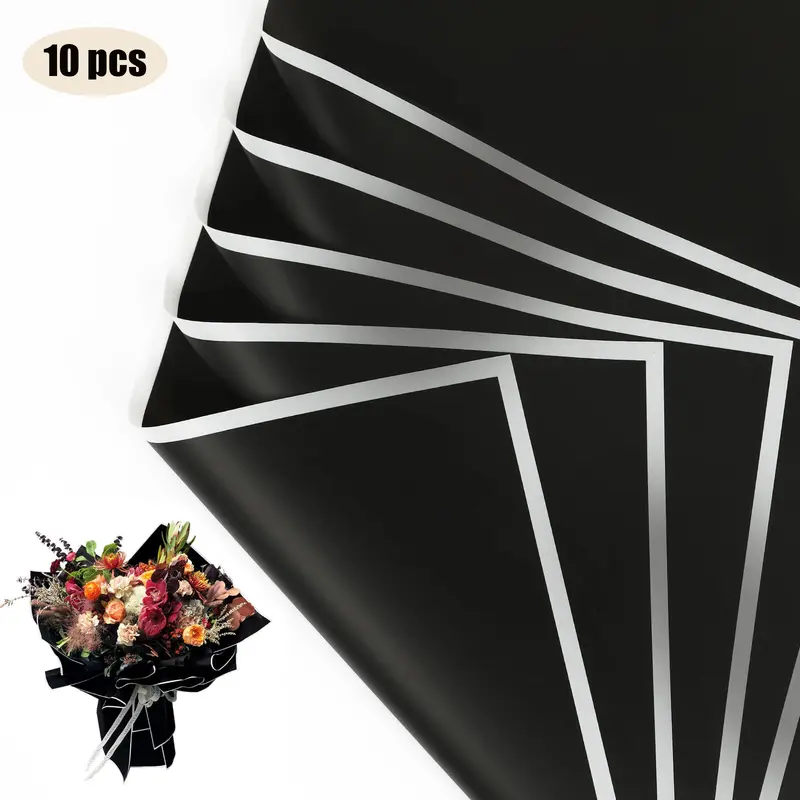 10 Sheets Flower Wrapping Paper with Golden Edges, Waterproof Bouquet Packaging - Ideal for DIY Weddings & Birthdays - Image 14