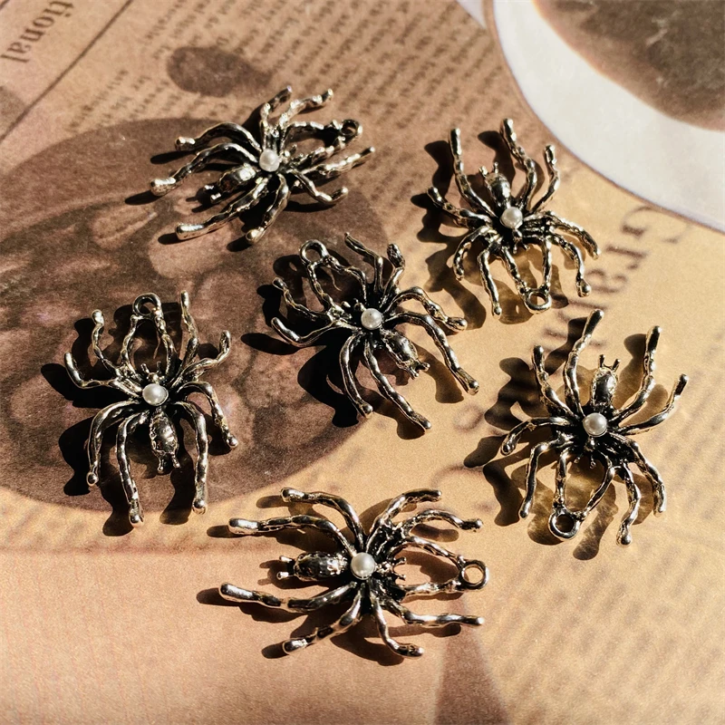 10pcs Antique Color Spider Charms Gothic Alloy Animal Pendant For Necklace Earring DIY Jewelry Make