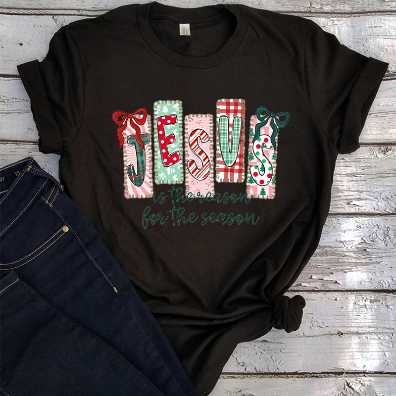 Christian Christmas Shirt Jesus Is The Reason Tshirt Jesus Family Christmas Shirt Vintage Clothes Harajuku Top