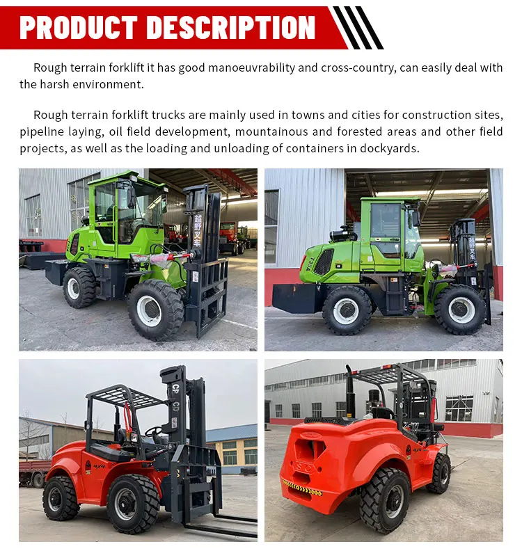 Nicosail 4 Tonnen 4000kg 4x4 4WD Diesel-Gabelstapler Hubhöhe 3m-7m Geländegabelstapler mit Anbaugerät – Detail 5