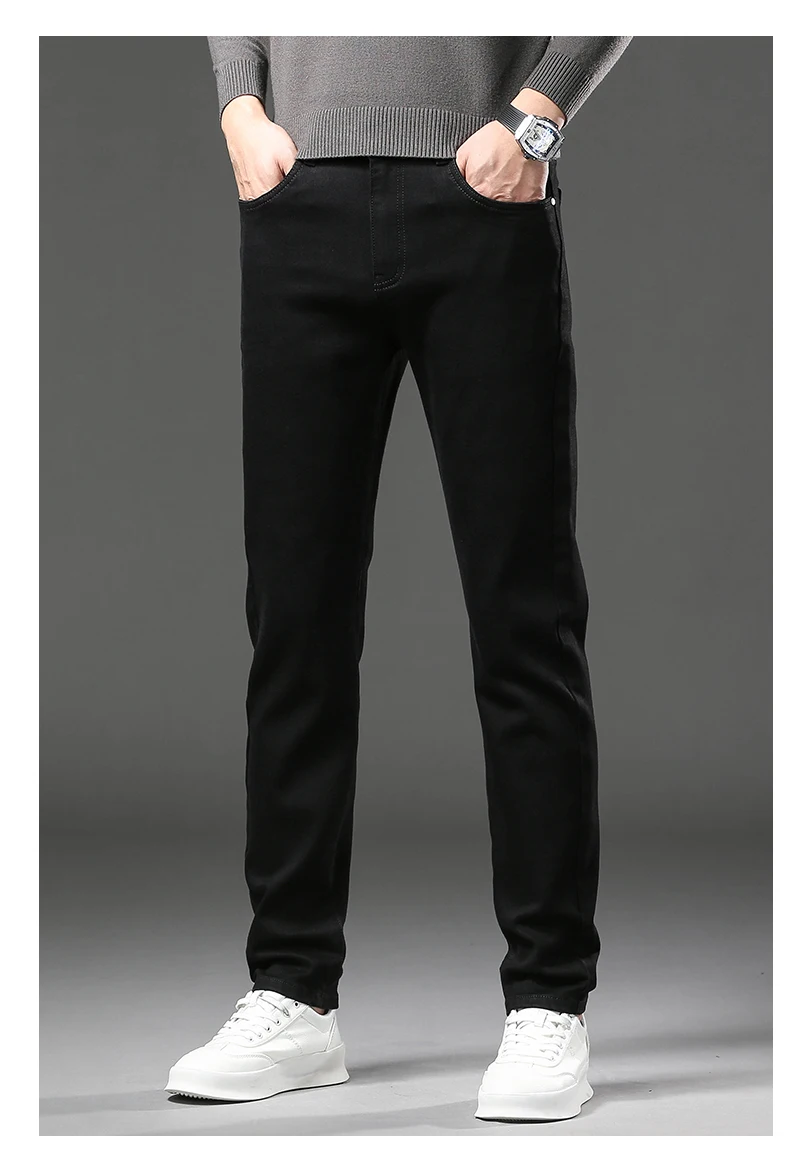 Winter Fleece Dicke Warme Jeans männer Dünne Gerade Elastische Denim Hosen Casual Männliche Kleidung Mode Plüsch Hosen – Detail 12