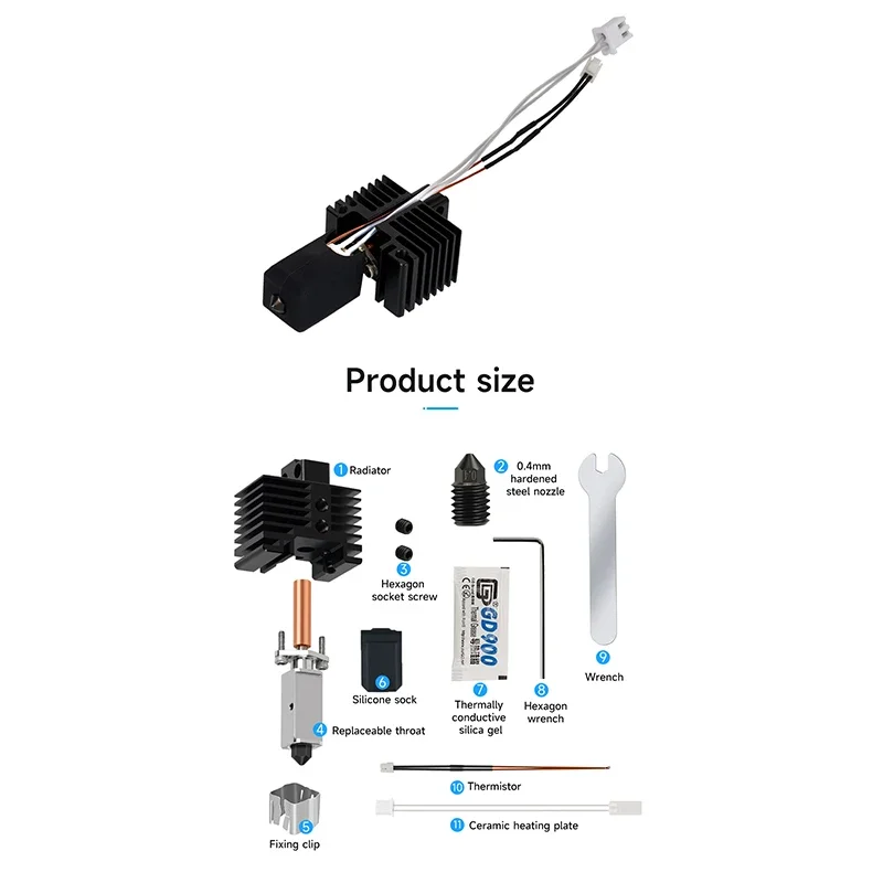 Thermistor 3d printer parts For Bamboo lab P1P P1S hotend kit NEW Upgrade 3D printing Bambu Lab 2.0 X1 X1C X1E hotend