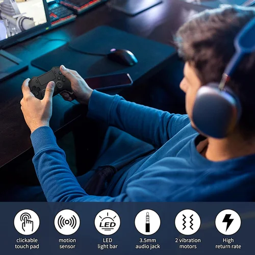 Imagen 2 del producto Para PS4/Switch2/Switch controlador de juegos inalámbrico Bluetooth Gamepad con luz RGB para Android/iOS/PC giroscopio de 6 ejes más nuevo