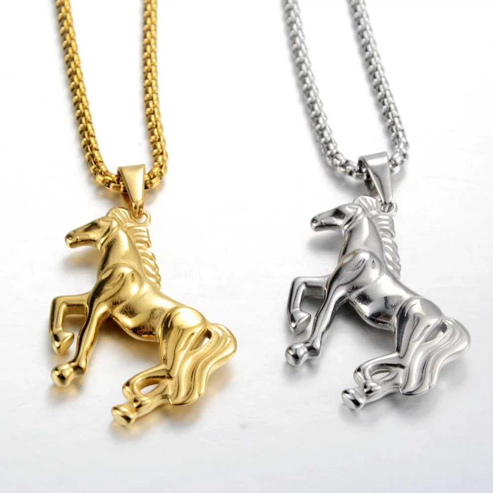 Stainless Steel Animal War Horse Necklace Suitable for Men and Women's Fashionable Lucky Jewelry Gifts