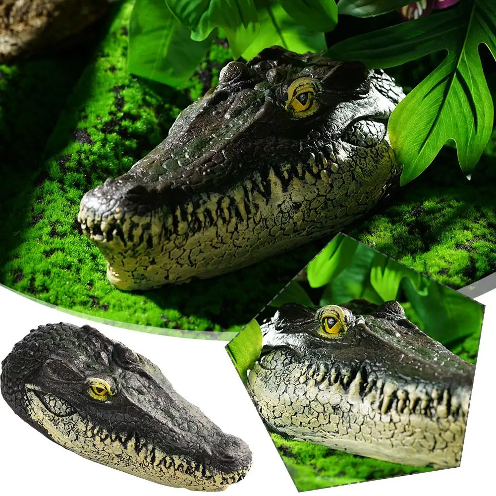 Floating Alligator Head Simulated Crocodile Head Animal Outdoor Courtyard Pond Floating Decoration Resin Ornaments Animal C8F6