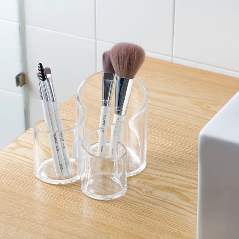 Transparent Cosmetic Makeup Acrylic Makeup Brush Tool Storage Box Case Pen Pencil Holder Table Organizer Makeup Tool For Desk