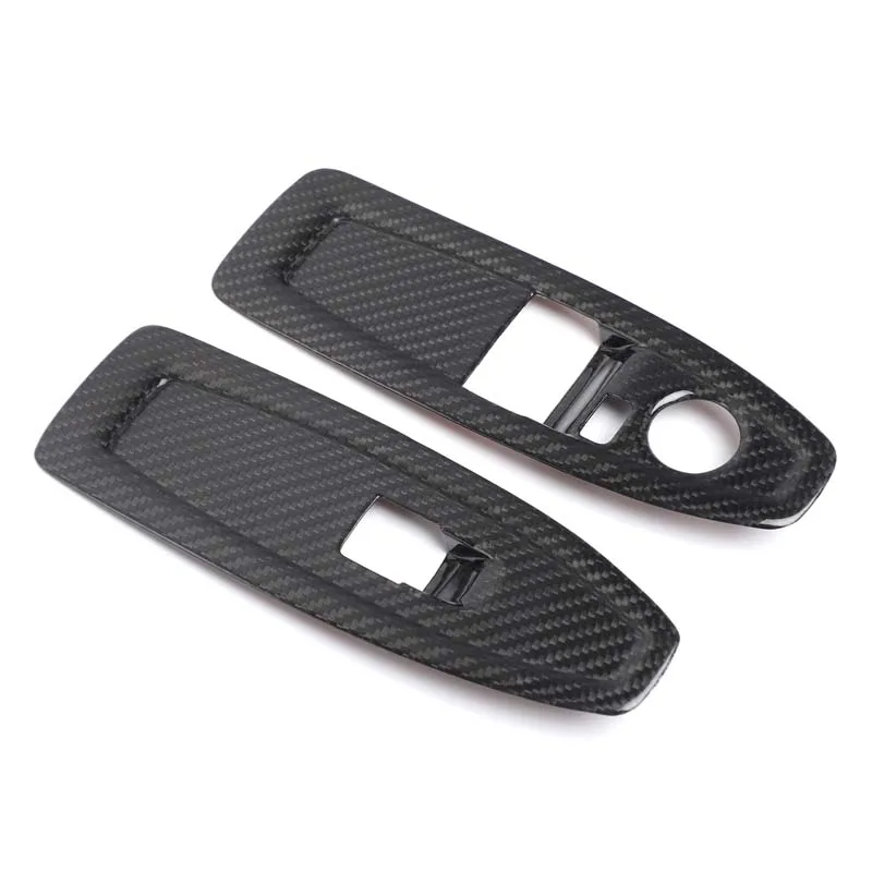 For BMW 1 2 Series F20 F21 F22 F23 2014-2019 Real Carbon Fiber Car Window Lift Button Frame Decorative Sticker Accessories 2Pcs