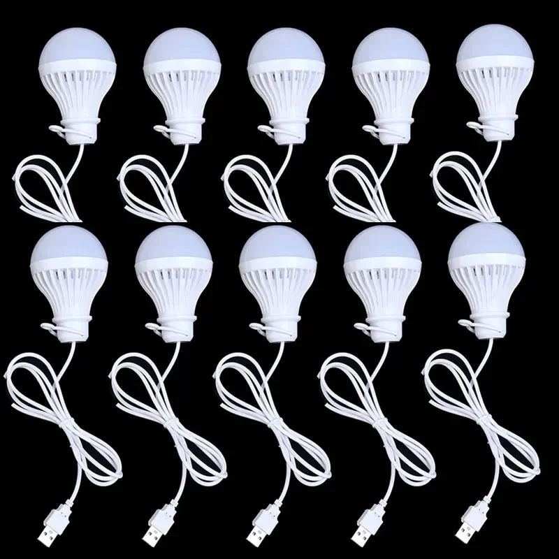 10PCS LED Bulb USB Camp Lights LED Night Light Portable 5V Super Birght Lights Christmas USB Book Light Power Reading Table Lamp