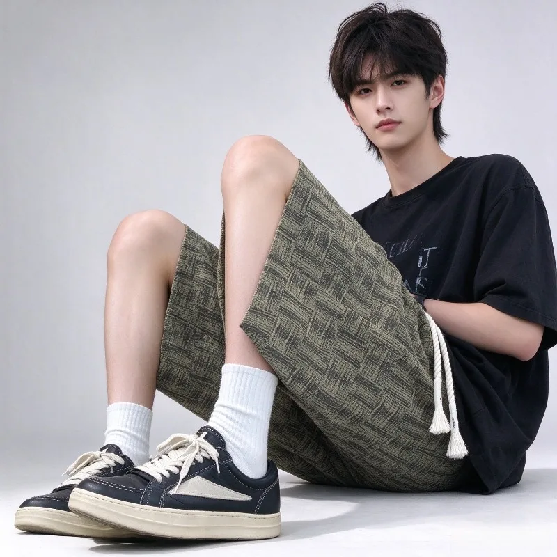 Men's striped casual sports shorts daily outfit breathable summer pants