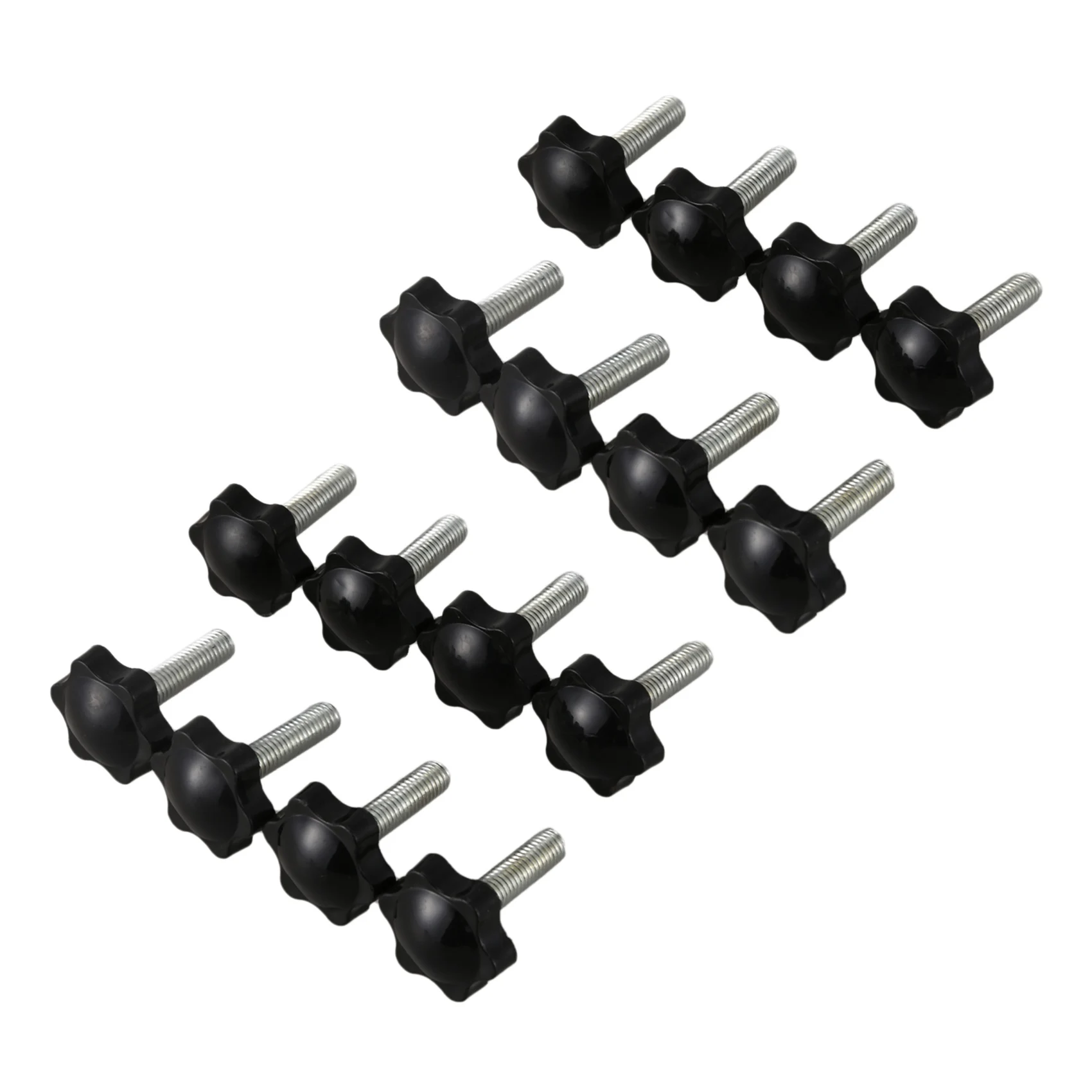 

AB46-16 Pcs Black Spare Part M8 X 30Mm Male Threaded Knurled Grip Star Knob