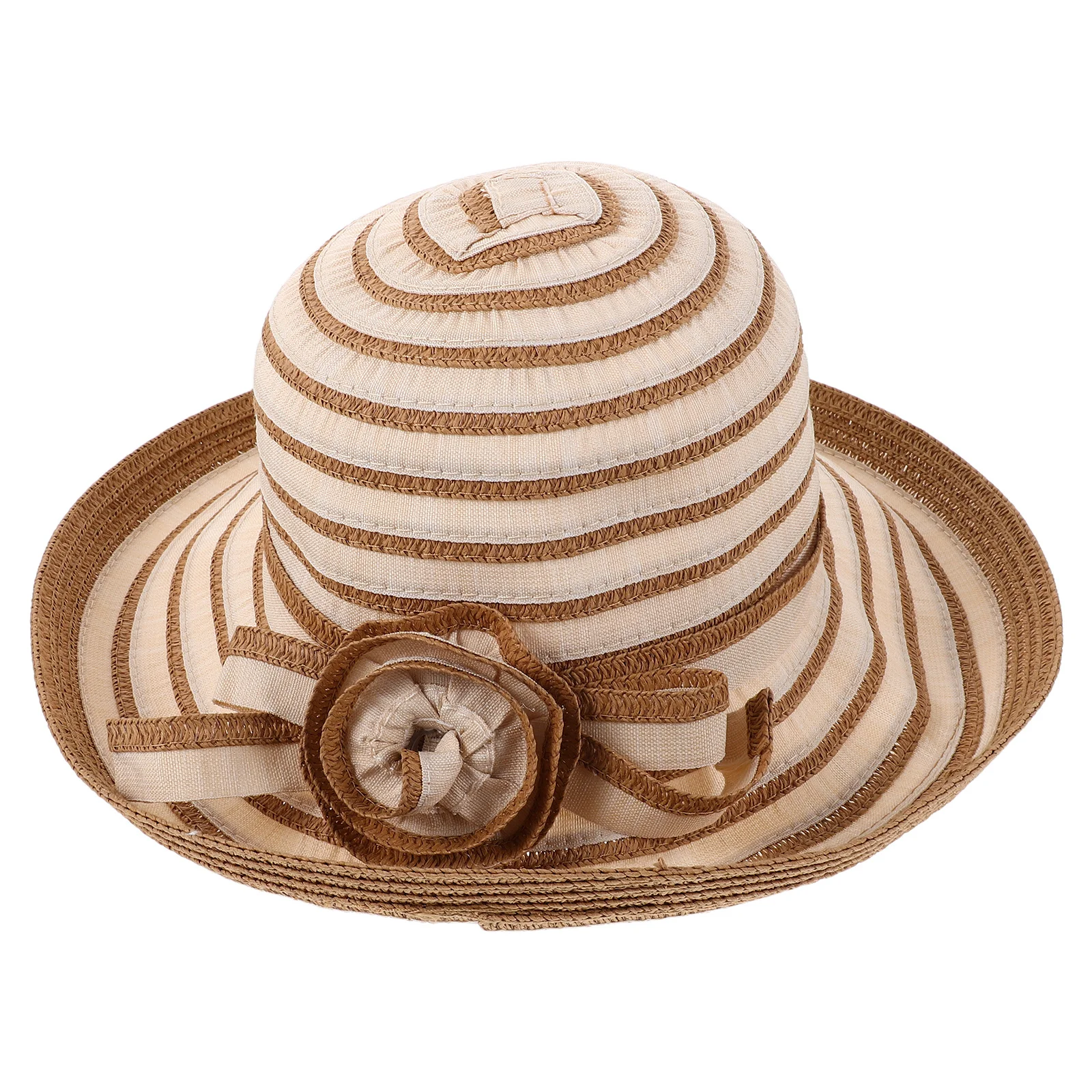 

Women Wide Brim Straw Hat Handwoven Boho Summer Beach Camping Uv Protection Floral Fedora Cap Straw Hats for Women