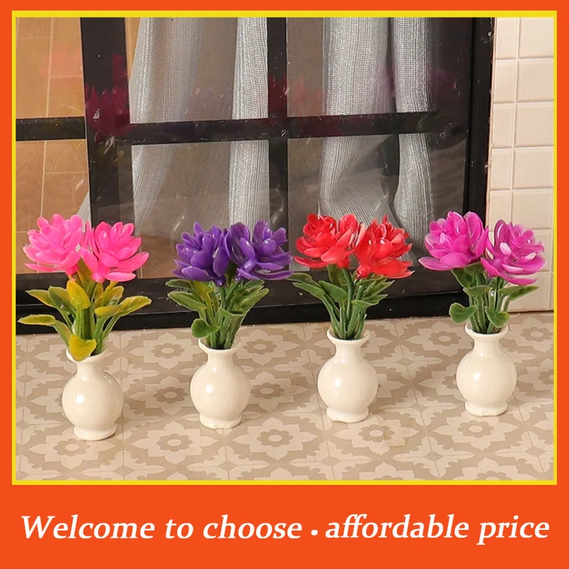 ^1pc New 1:12Dollhouse Miniature Vase Potted Plants Flowerpot Bonsai Model Garden Home Decor Toy Doll House Accessories